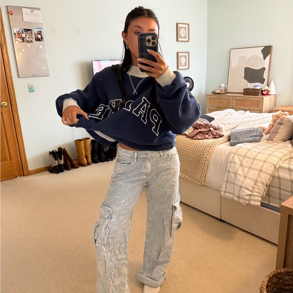 Target Denim - Target Blue Striped Wide Leg Jeans